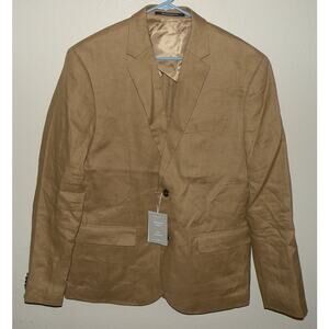 H & M Premium Men’s 44R Slim Fit Jacket Sport Coat 100% Linen Tan NWT
